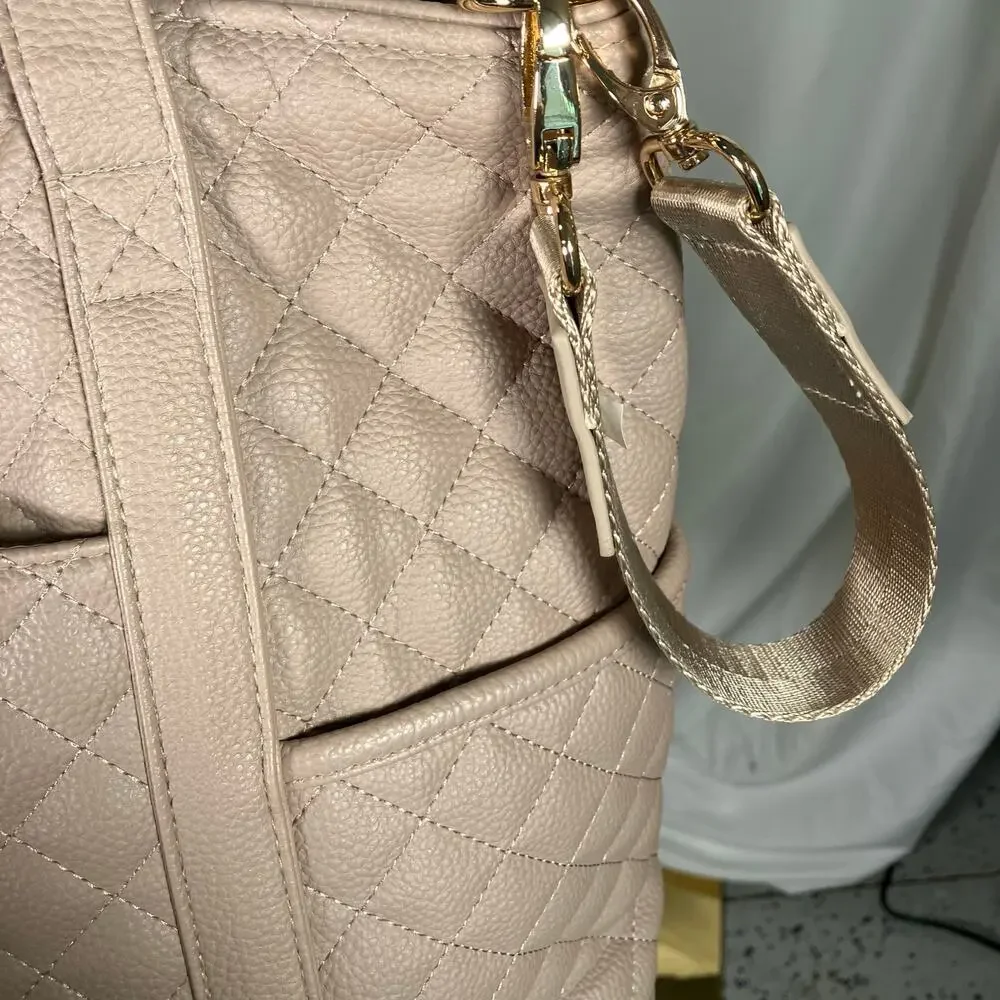 DD Bird The Taupe Leather Nash With‎ Changing Pad Diaper Bag Luxury Shoulder